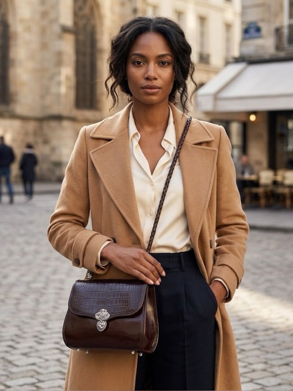 Brighton Vintage Brown Crossbody Bag with Silver Accents